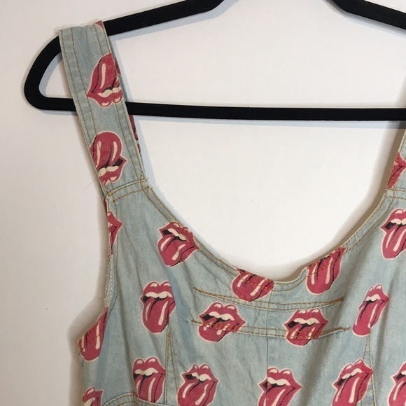 Handmade Rolling Stones chambray print romper - Picture 5 of 12